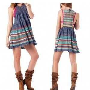 Free People knit crochet sweater tunic mini dress